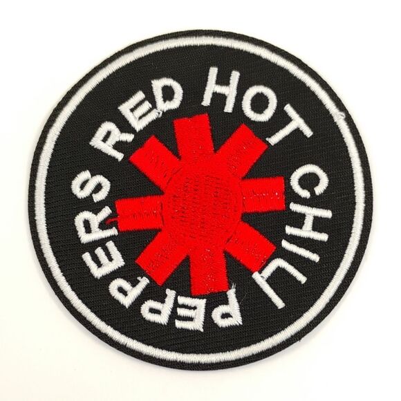 Red Hot Chili PeppeIron On Embroidered Patch Red and White on Black background - Picture 3 of 7